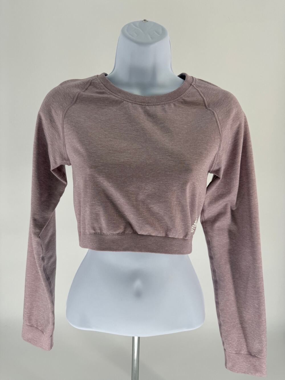 Gymshark Womens Large Crop Long Sleeve Workout Top Pink Athletic Gym Training